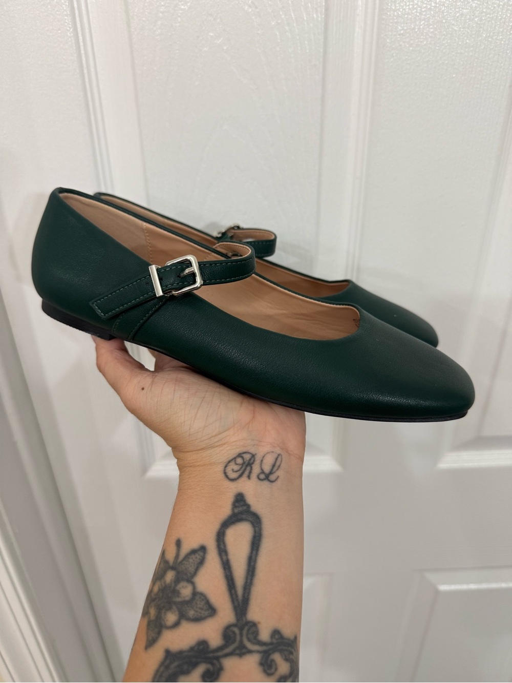Women’s NY&C Green Square Toe Mary Jane Flats Size 8 Feminine - Picture 4 of 7
